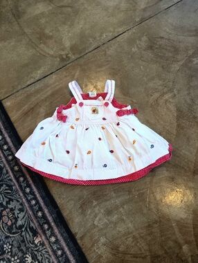 Vintage 90's 6-9 Months Ladybug Denim Overall Dress